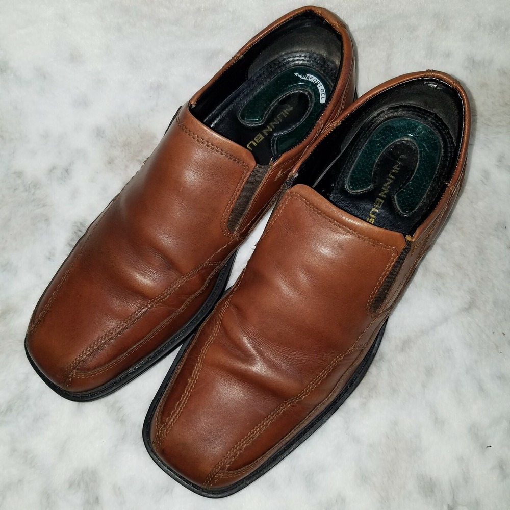 Nunn Bush Kieran Brown Leather Comfort Gel Loafers 9.5 Business Casual Classic